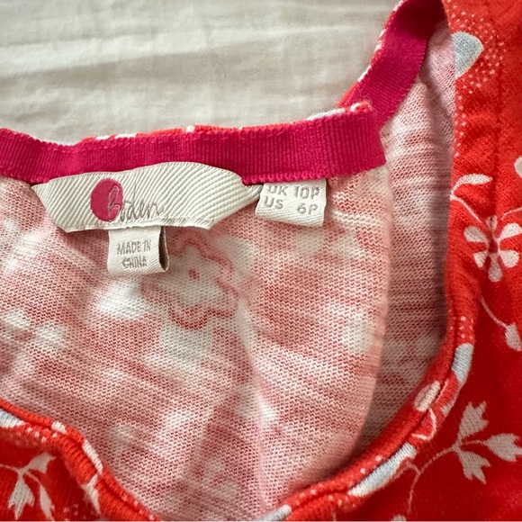 Boden Phoebe Cotton Dress with Pockets Blood Orange Floral Print 6 Petite - Picture 2 of 2